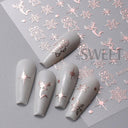 Elegant Rose Gold Winter Nail Stickers for Holiday Art