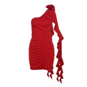 Elegant Rose One-Shoulder Bodycon Dress Stylish Women's Fashion