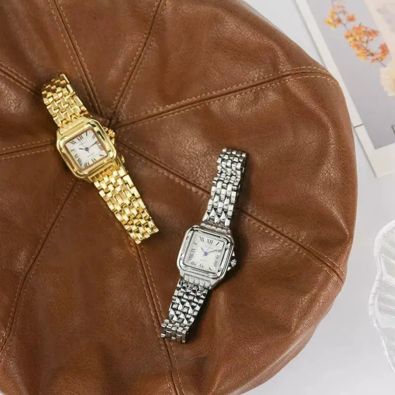 Womens Watch Elegant Silver Square Quartz Timepiece