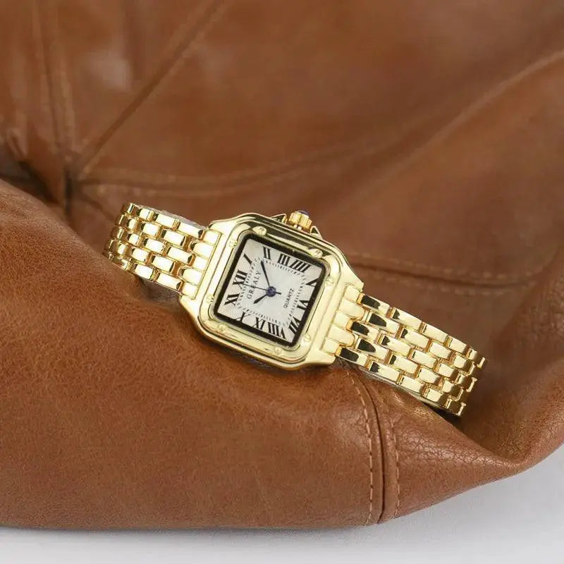 Womens Watch Elegant Silver Square Quartz Timepiece