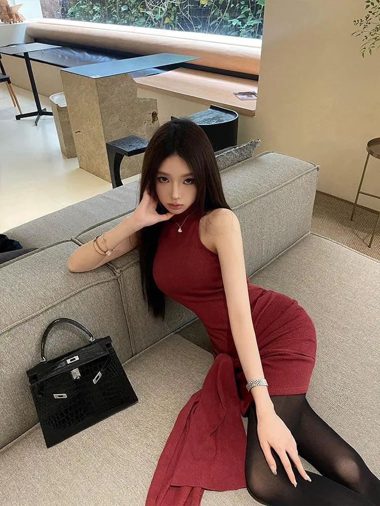 Elegant Sleeveless Slim Fit Knitwear For Womens Meetings