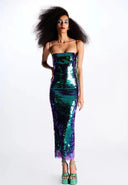 Elegant Sequin Backless Evening Gown Glamorous Dress