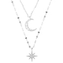 Elegant Star Moon Double Layer Necklace Chic Women's Fashion