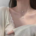 Elegant Star Moon Double Layer Necklace Chic Women's Fashion
