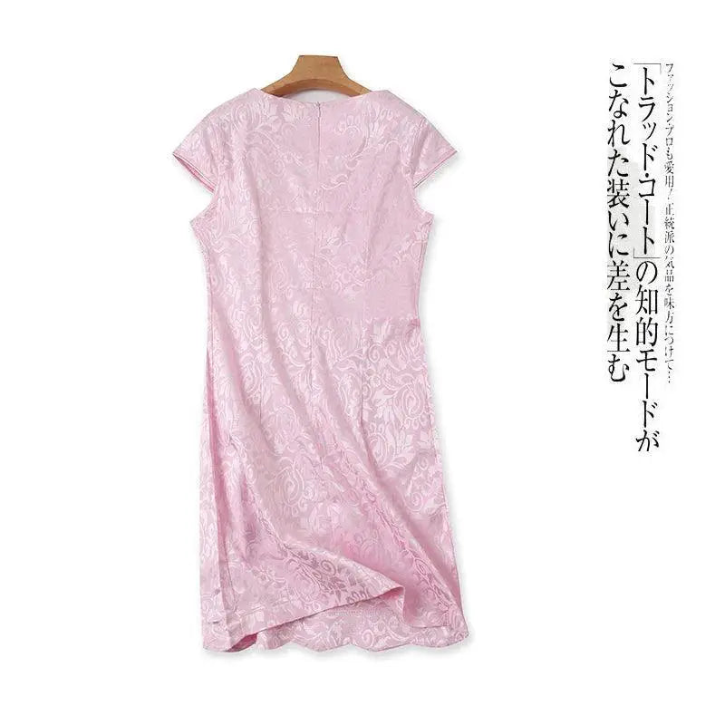 Elegant Summer Satin Cheongsam With Chinese Embroidery