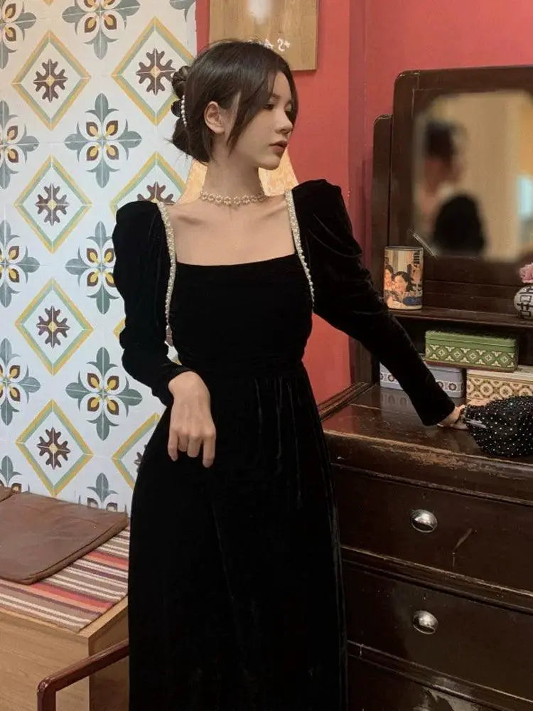 Elegant Velvet Dress For Women Luxury Evening Gown