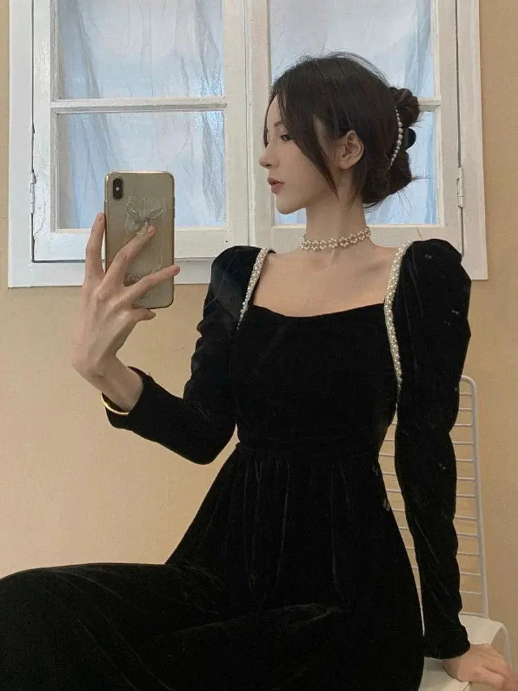 Elegant Velvet Dress For Women Luxury Evening Gown