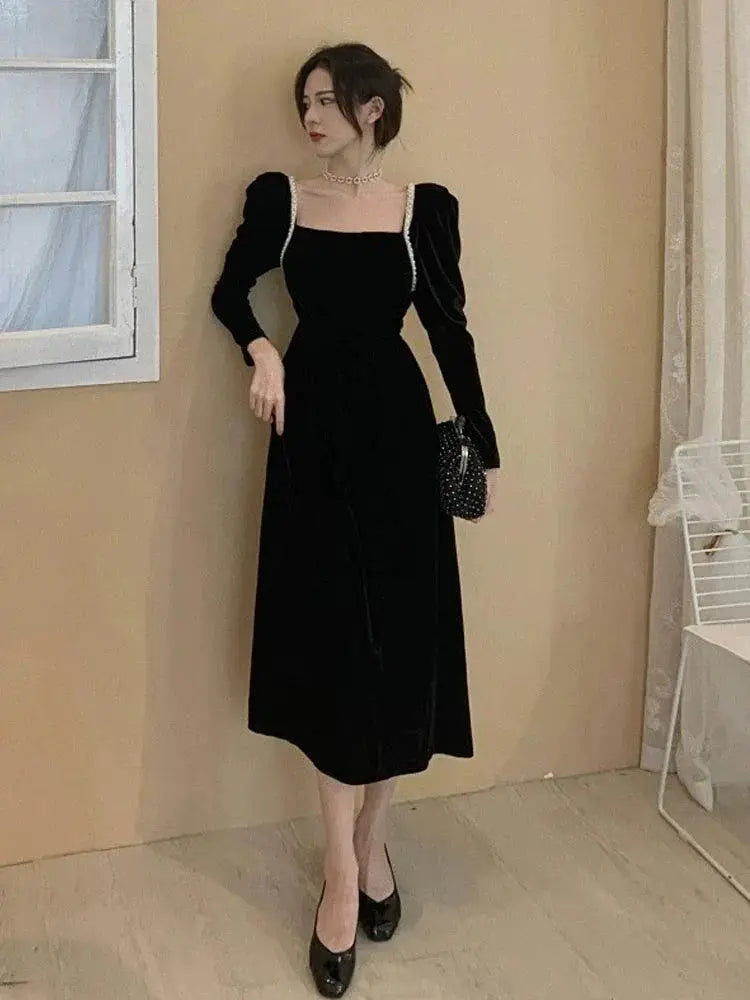Elegant Velvet Dress For Women Luxury Evening Gown