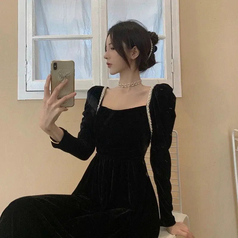 Elegant Velvet Dress For Women Luxury Evening Gown