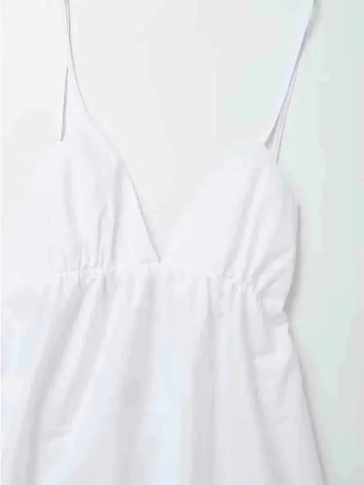 Elegant White Backless Midi Dress Summer Fashion Statement