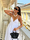 Elegant White Backless Midi Dress Summer Fashion Statement