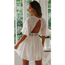 Elegant White Cotton Embroidered Summer Dress Chic Statement Piece
