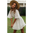 Elegant White Cotton Embroidered Summer Dress Chic Statement Piece