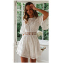 Elegant White Cotton Embroidered Summer Dress Chic Statement Piece