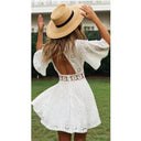 Elegant White Cotton Embroidered Summer Dress Chic Statement Piece