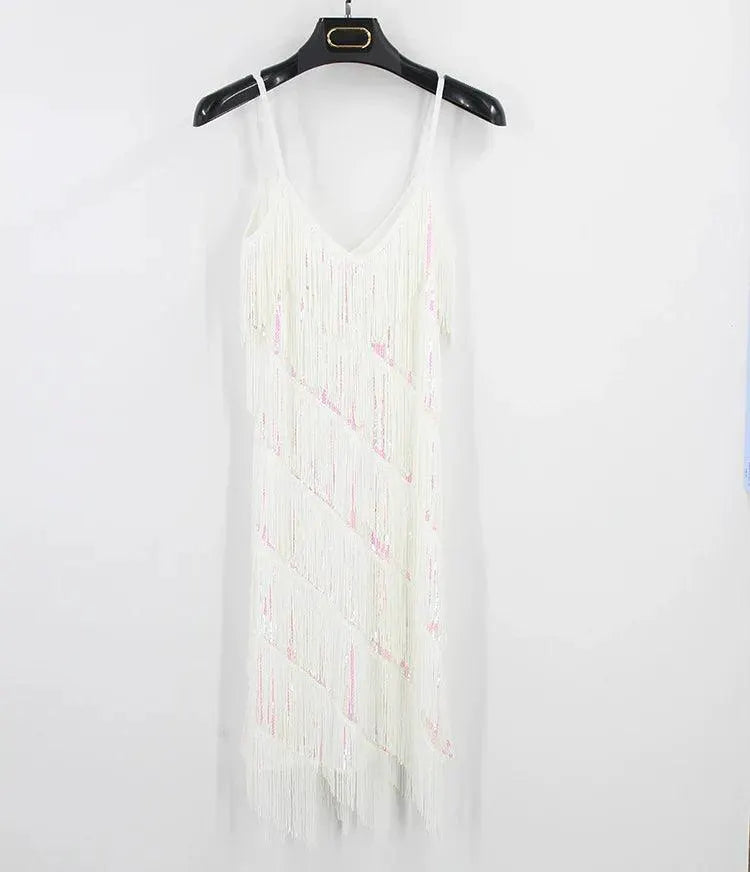 Elegant White Latin Dance Skirt For Performance Wear