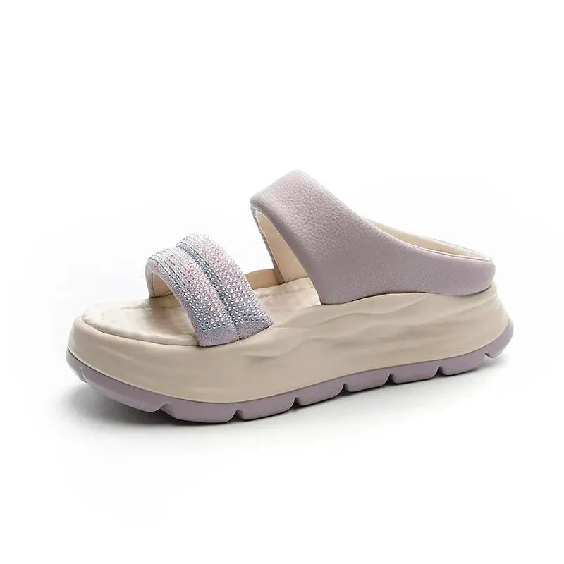 ZFCQ Women Rhinestone Slippers Elegant Comfort Daily Wear