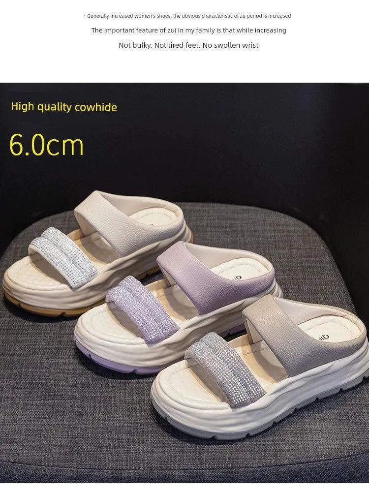 ZFCQ Women Rhinestone Slippers Elegant Comfort Daily Wear