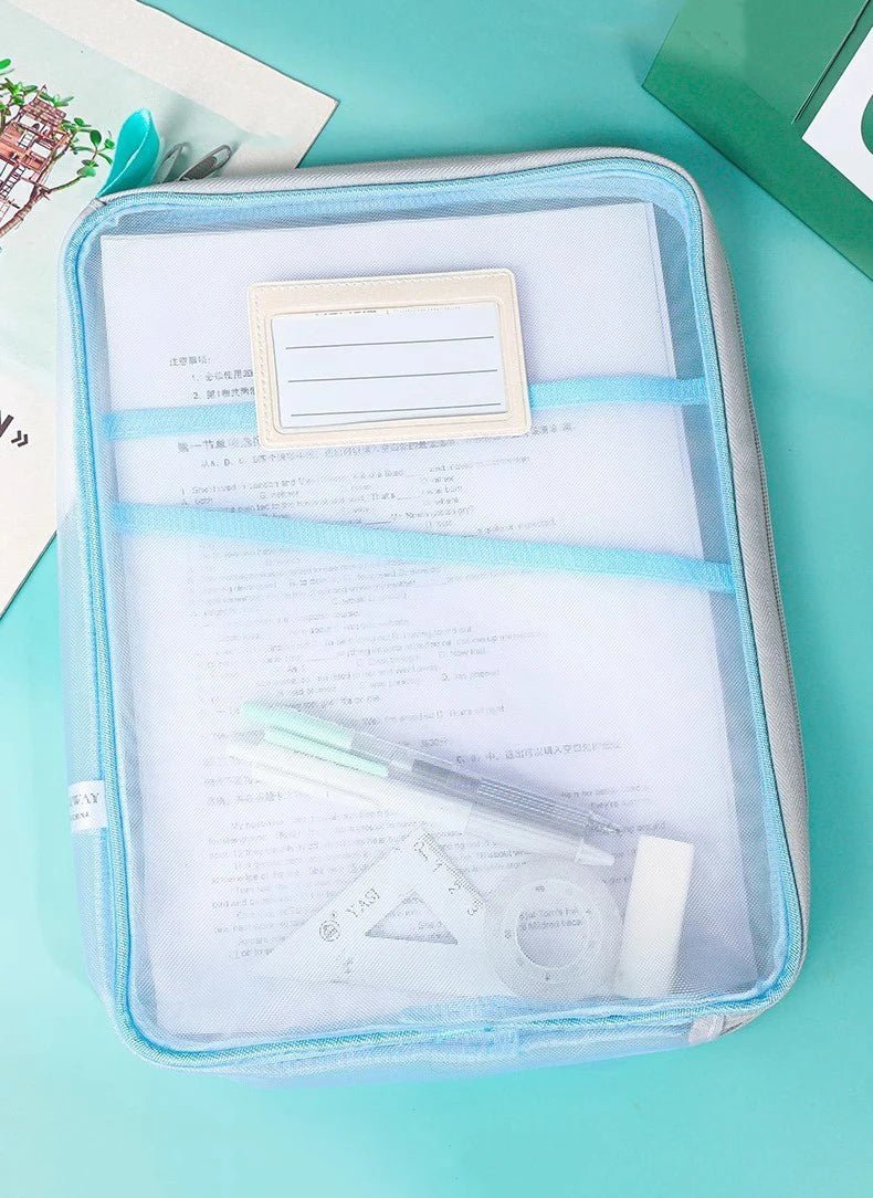 EliteX A4 Stationery Storage Bag Double Layer Mesh - Transparent Dual Mesh Layer