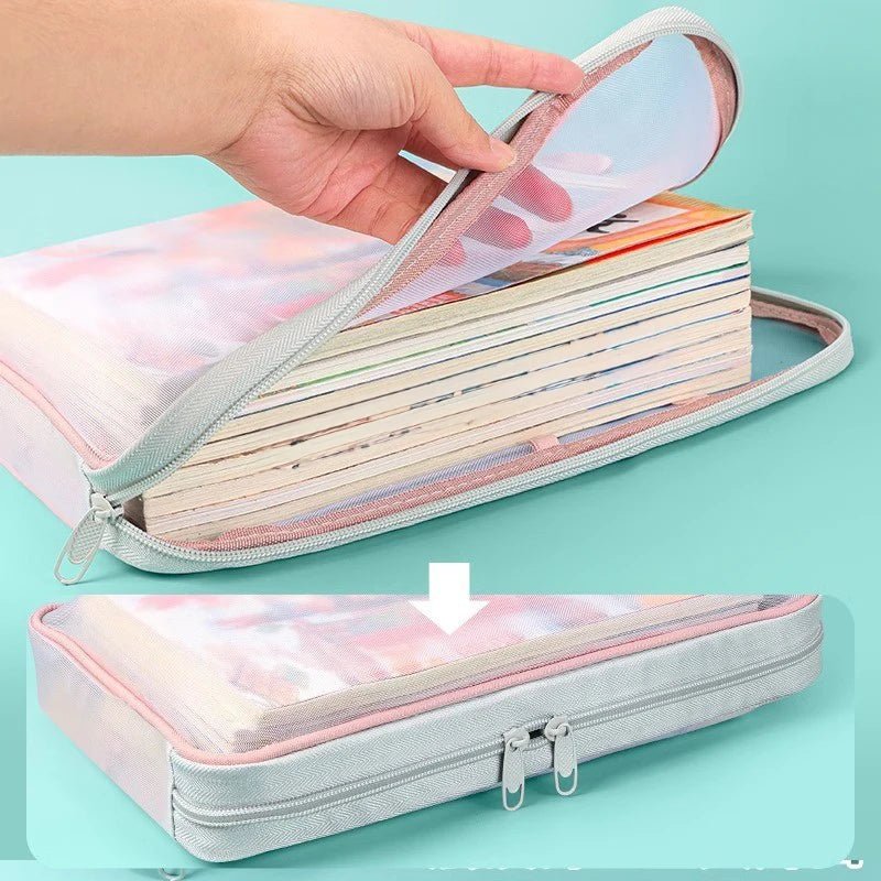 EliteX A4 Stationery Storage Bag Double Layer Mesh - Transparent Dual Mesh Layer