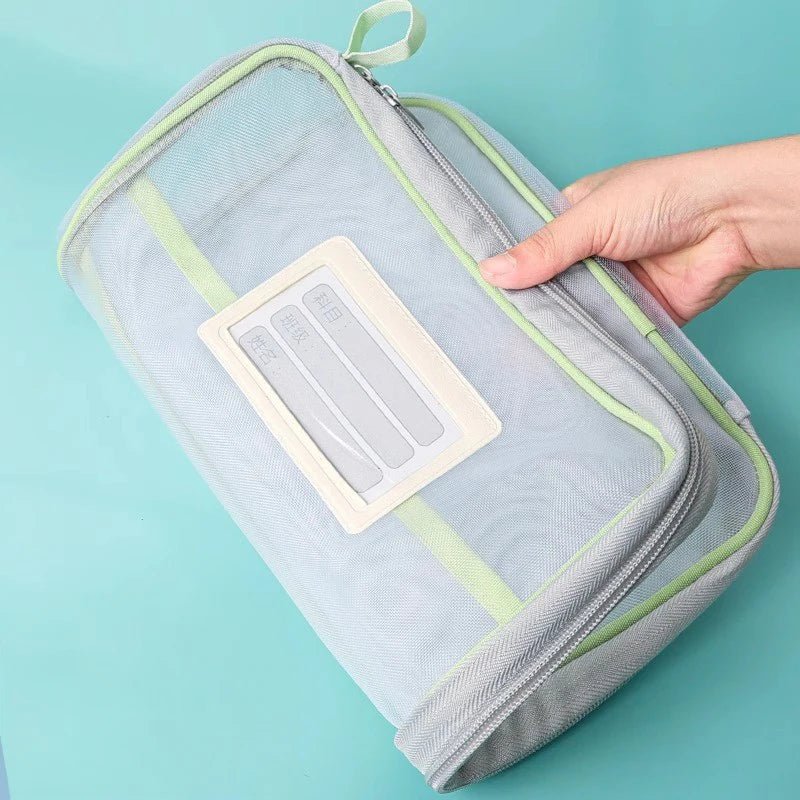 EliteX A4 Stationery Storage Bag Double Layer Mesh - Transparent Dual Mesh Layer