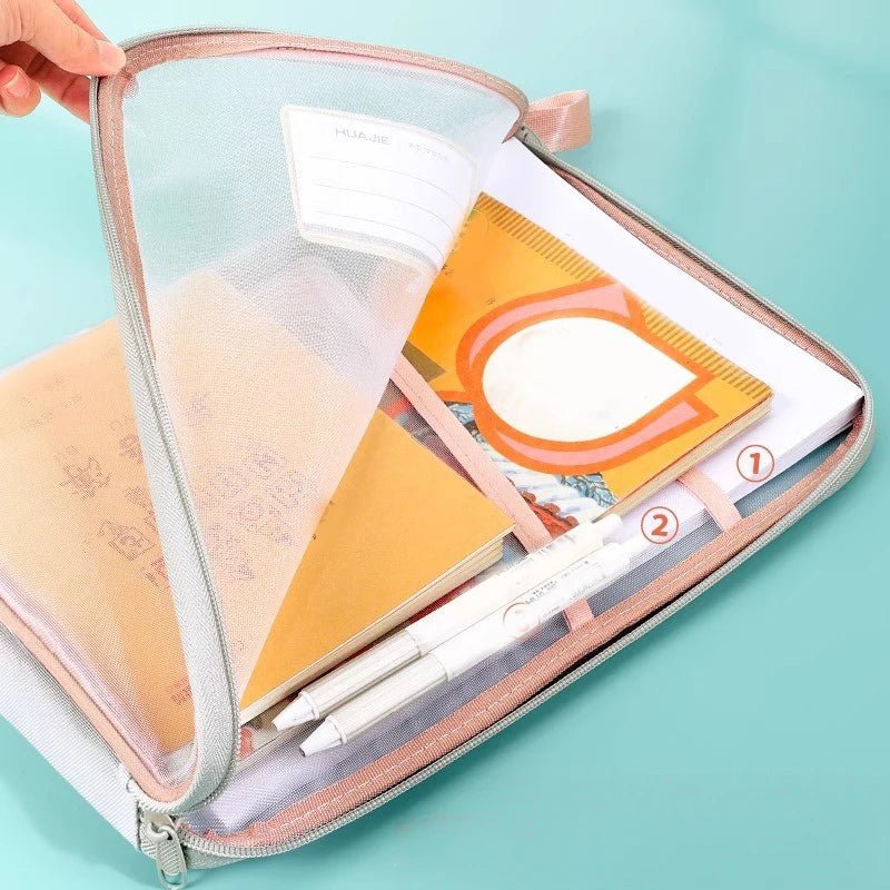 EliteX A4 Stationery Storage Bag Double Layer Mesh - Transparent Dual Mesh Layer