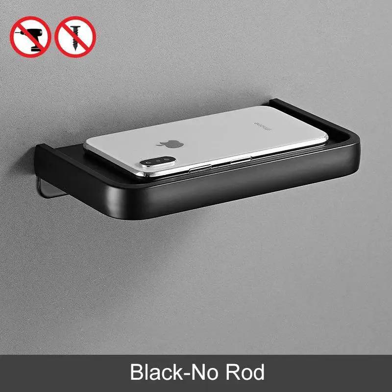 Ellen Black Toilet Paper Holder Storage Shelf Chic