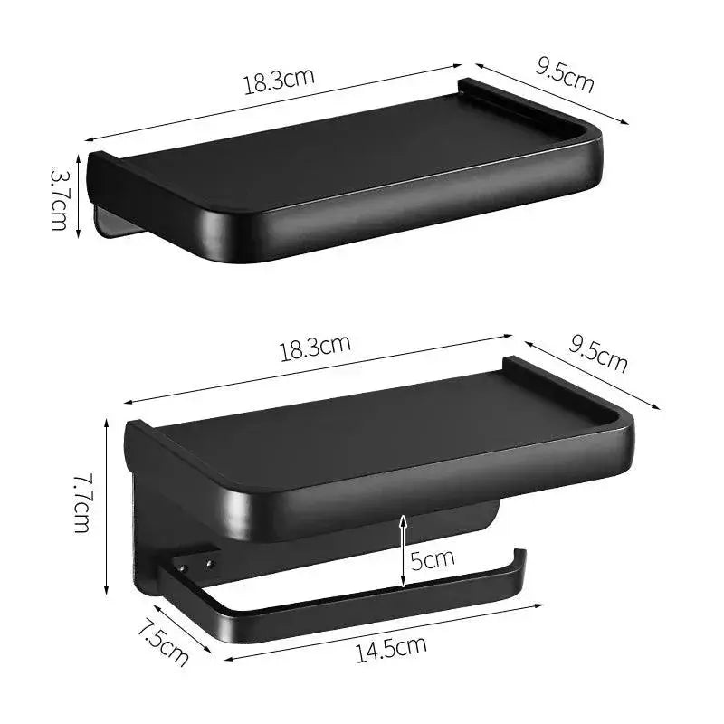 Ellen Black Toilet Paper Holder Storage Shelf Chic