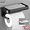 ELLEN Black Toilet Paper Holder with Storage Shelf Chic