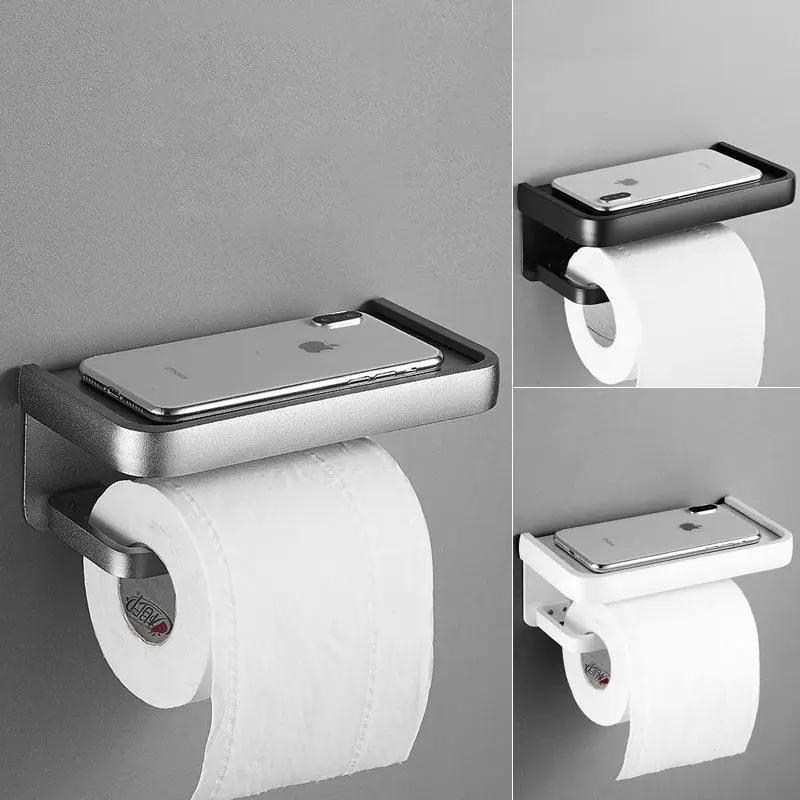 Ellen Black Toilet Paper Holder Storage Shelf Chic