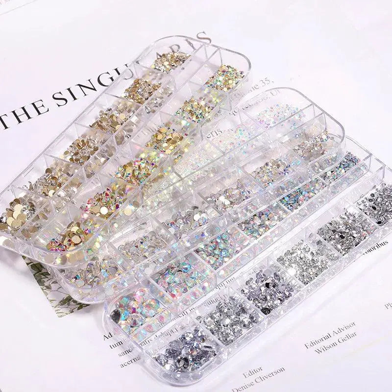 Embellished Nail Art Kit Sparkling Rhinestones Pearls Gems