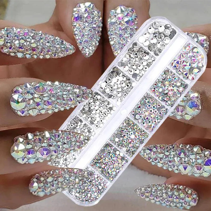 Embellished Nail Art Kit Sparkling Rhinestones Pearls Gems