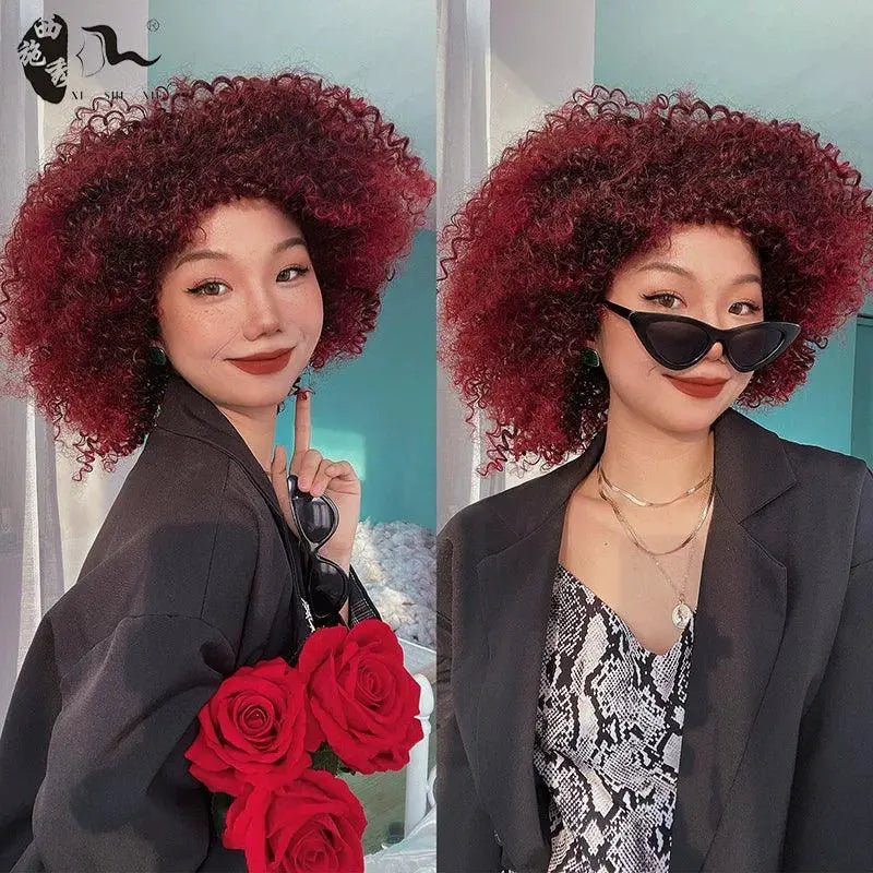 Embrace Style Afro Kinky Curly Wig Fluffy Bangs Comfort