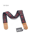 Embroidered Guitar Strap Soft Vintage Flowers Adjustable Cotton