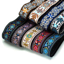 Embroidered Guitar Strap Soft Vintage Flowers Adjustable Cotton