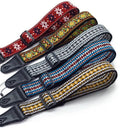 Embroidered Guitar Strap Soft Vintage Flowers Adjustable Cotton