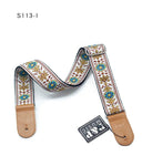 Embroidered Guitar Strap Soft Vintage Flowers Adjustable Cotton