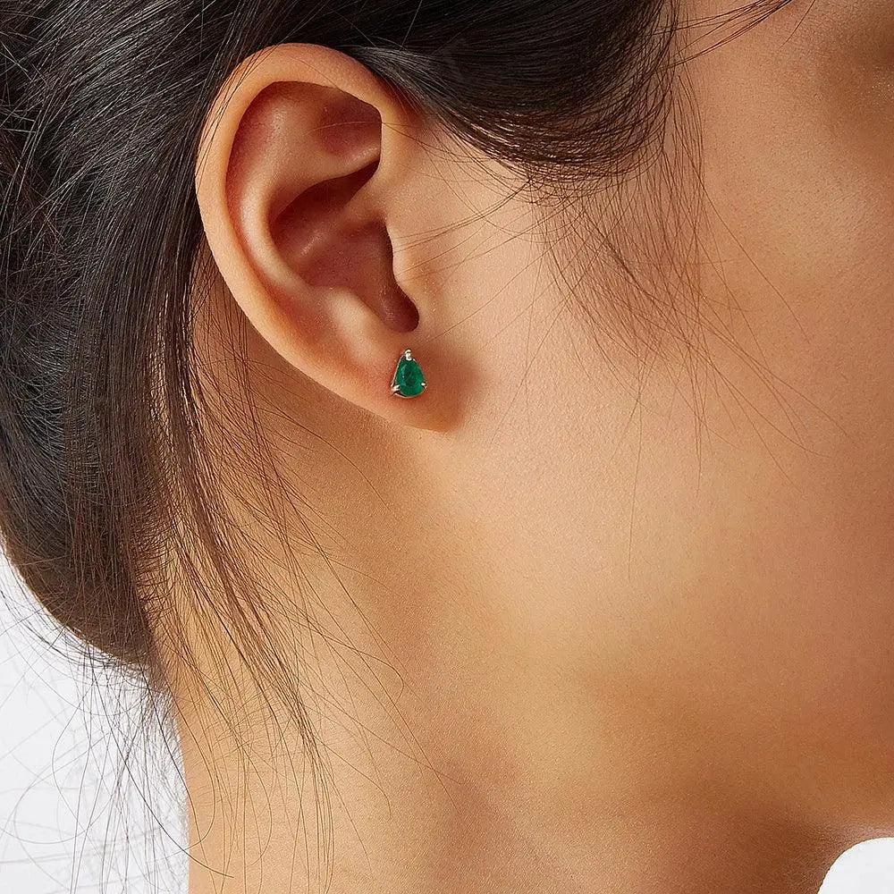 Emerald Gemstone Drop Earrings 925 Sterling Silver Women - OurLum.com