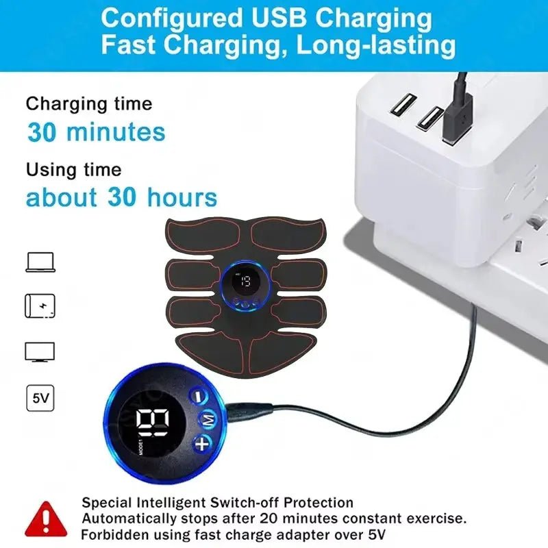 EMS Abdominal Muscle Stimulator USB Charging For Waist Fitness Patch Core Tone