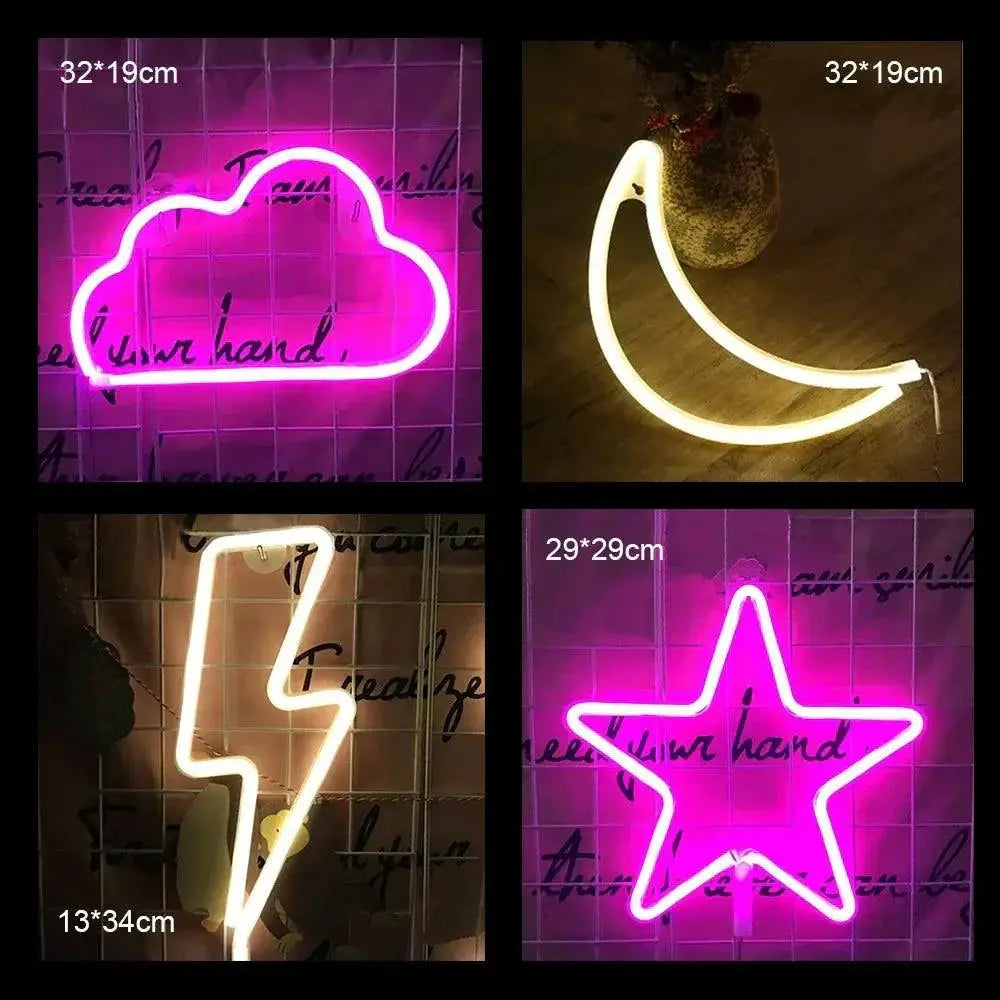 LED Moon Star Neon Light for Kids Parties Room Decor