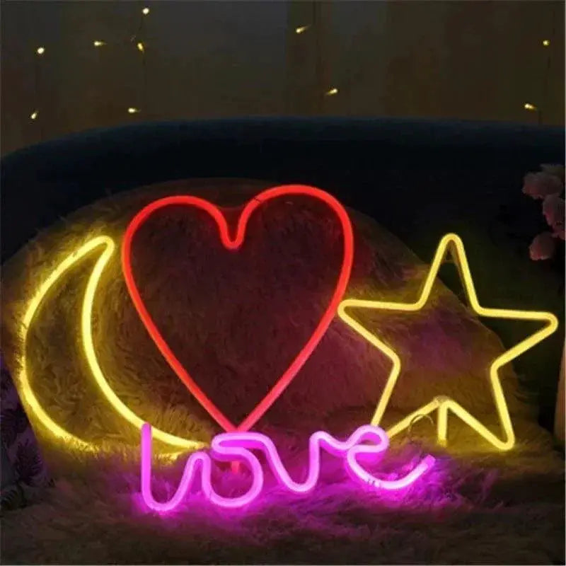 LED Moon Star Neon Light for Kids Parties Room Decor