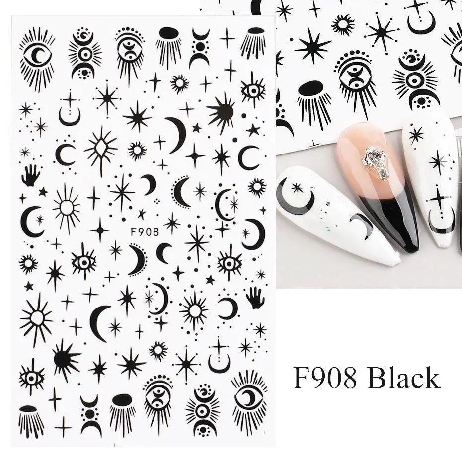 Easy Apply Nail Art Stickers for Pros — F908 White