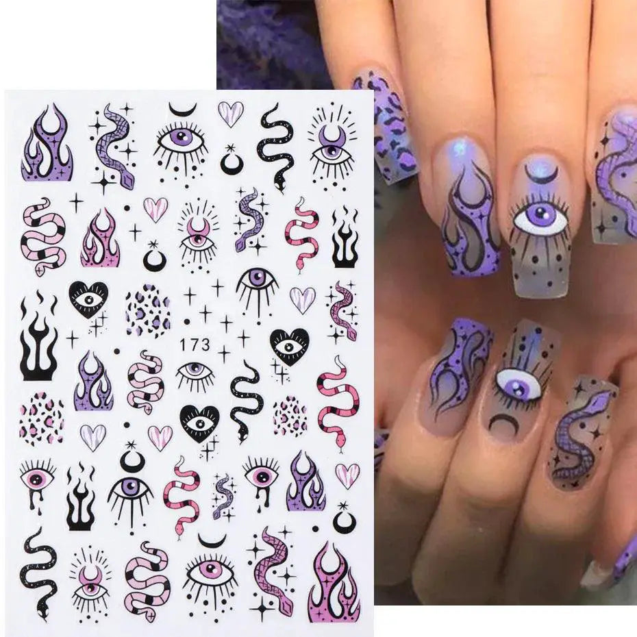 Enchanting Mystical Nail Art Stickers with Celestial Accents