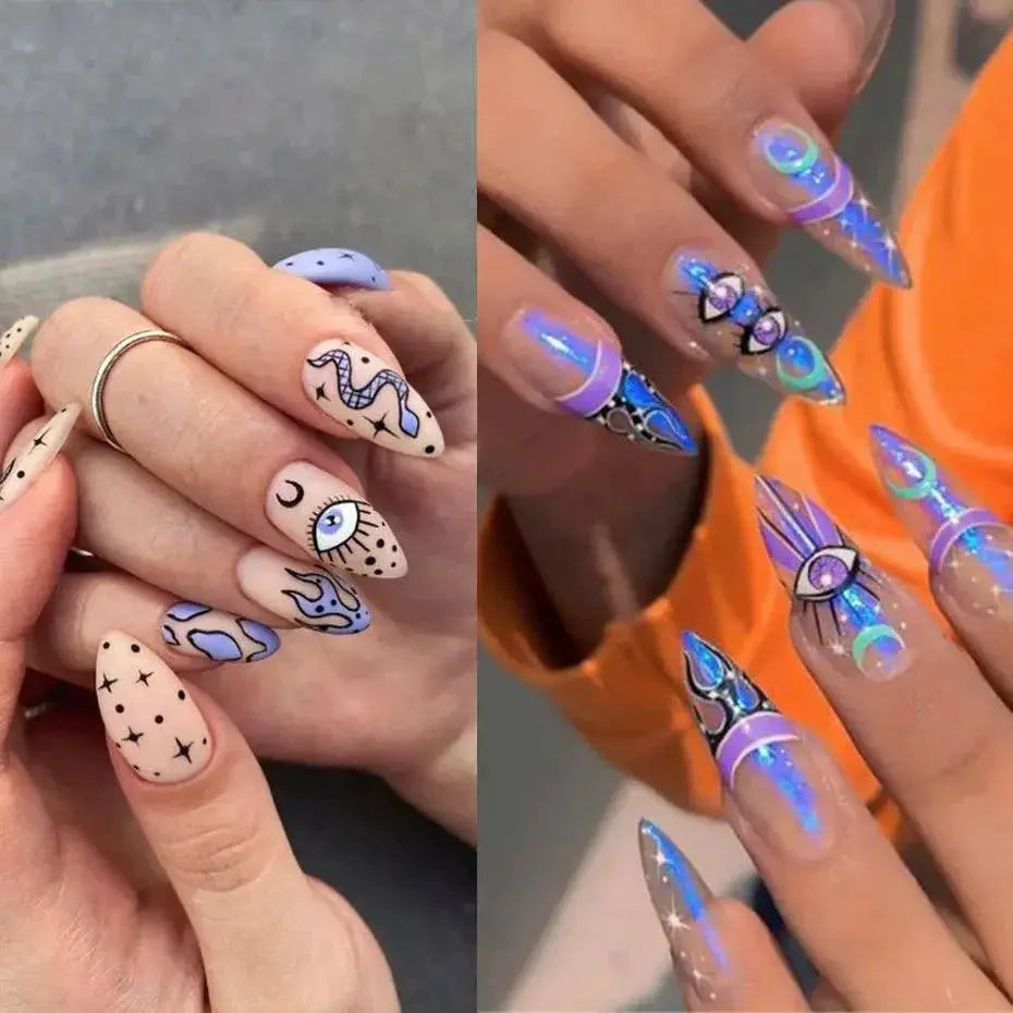 Enchanting Mystical Nail Art Stickers with Celestial Accents