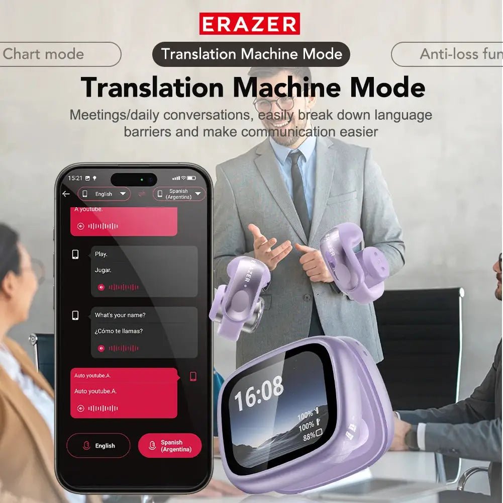 Erazer Real Time Translation Earbuds Travel Open Ear