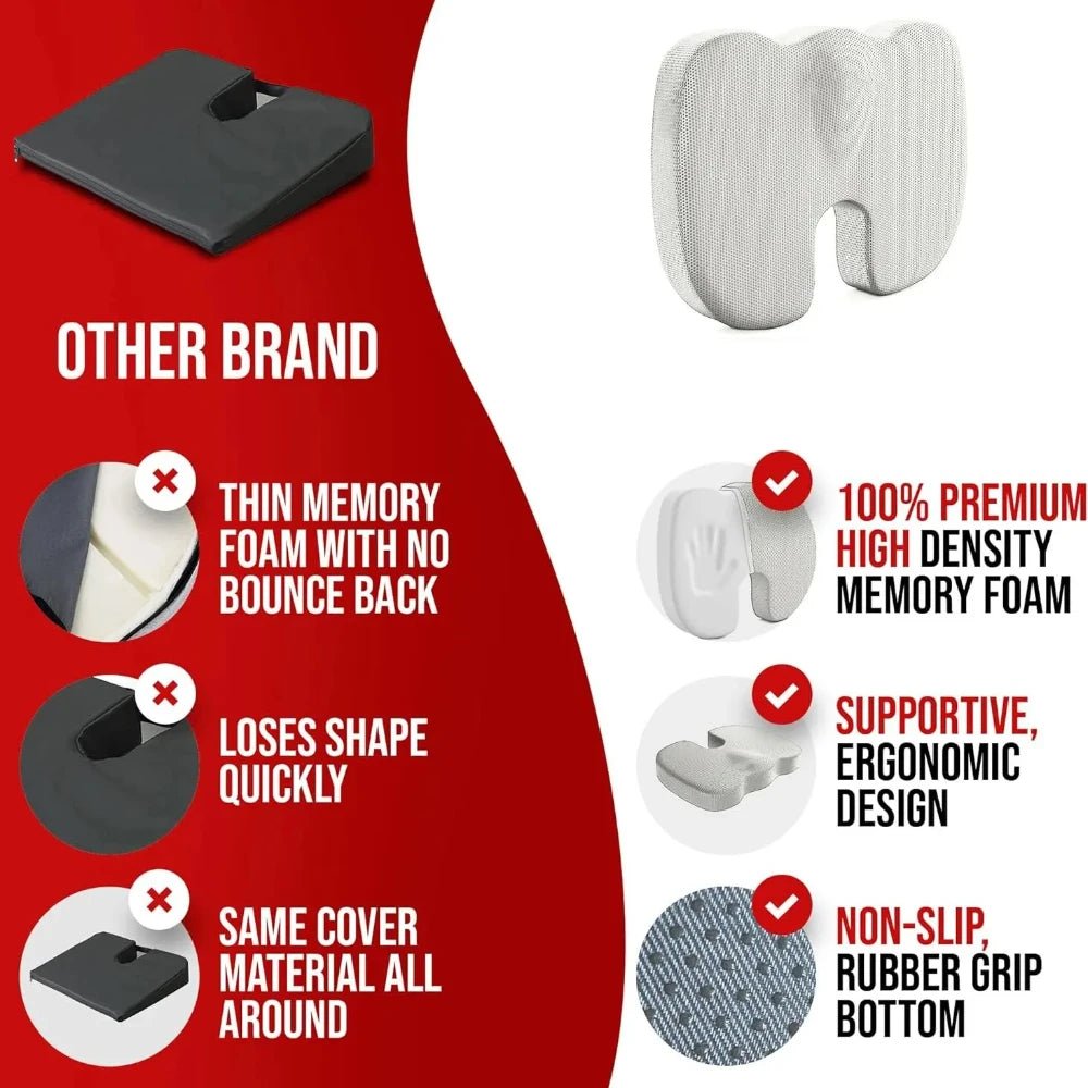 Ergonomic Memory Foam Office Chair Cushion For Hemorrhoid Relief Seat Pad