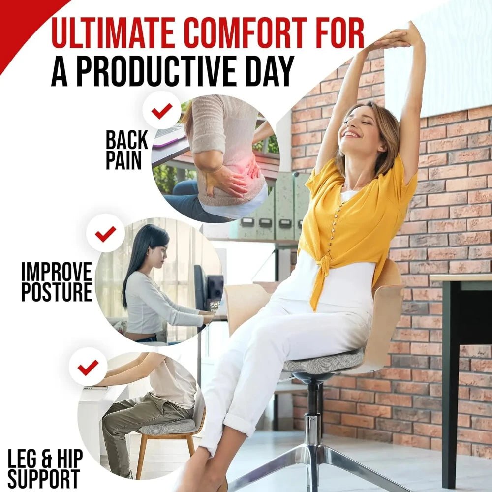 Ergonomic Memory Foam Office Chair Cushion For Hemorrhoid Relief Seat Pad