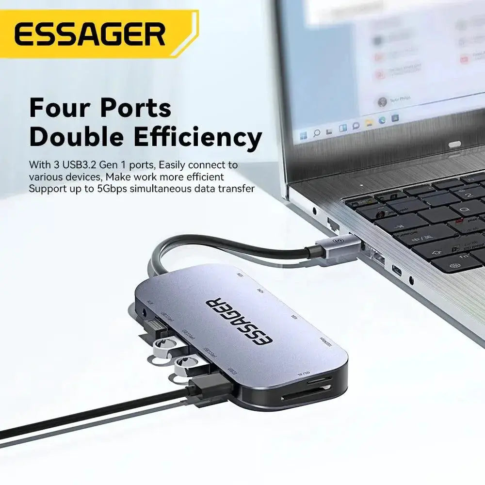 Essager 11 In 1 USB Hub Docking Station With HDMI Ports