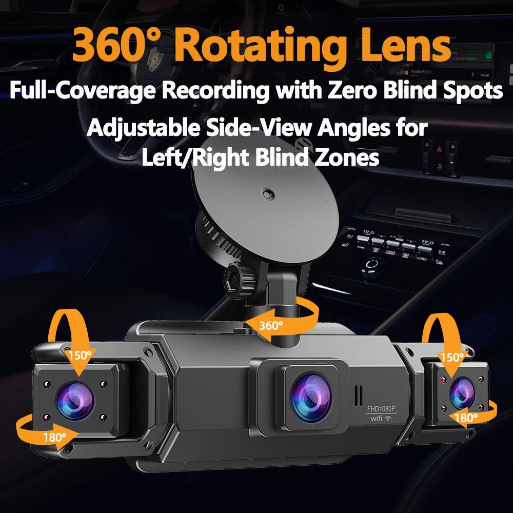 ETYMOOFOX 4 - Channel WiFi Dashcam - 360 Degree Coverage For Front Rear And Sides.