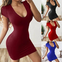Europe Fashion Sexy Dress Sensual Solid Color Evening Wear